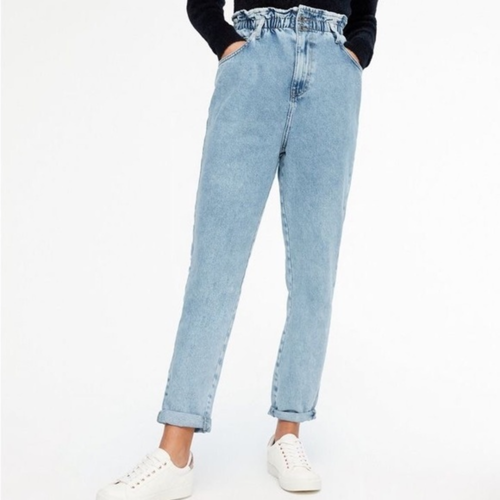 ASOS Design Women’s Elasticated High Waist Tapered Jeans Blue Size 31x30